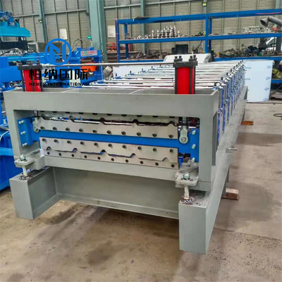 เครื่องขึ้นรูปม้วนเหล็กสองชั้นสีสำหรับแผงผนังหลังคาสี่เหลี่ยมคางหมู Ibr