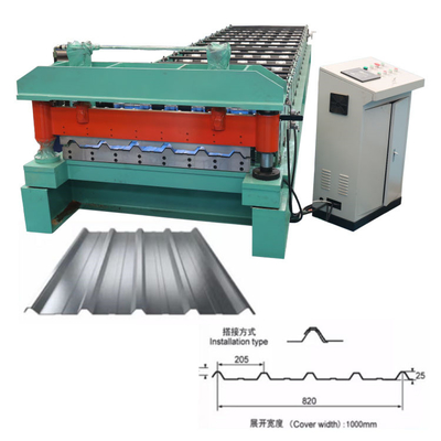 เครื่องขึ้นรูปม้วนแผ่นหลังคาโลหะสี่เหลี่ยมคางหมูสำหรับกระเบื้อง Ibr เหล็กสีสังกะสี