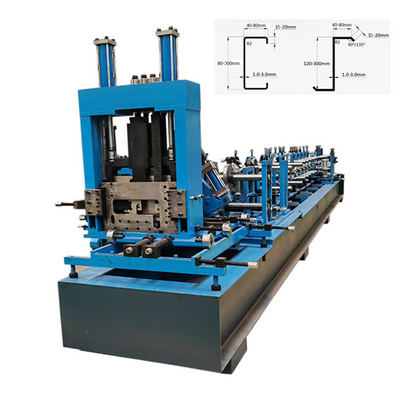 CZ Purlin roll forming machine เครื่องขึ้นรูป C purlin อัตโนมัติ Z เครื่องทำโครงเหล็ก