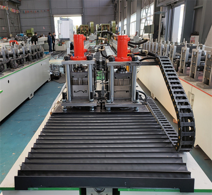 Double Line Shutter Door Roll Forming Machine PLC ควบคุมสำหรับกรอบประตู