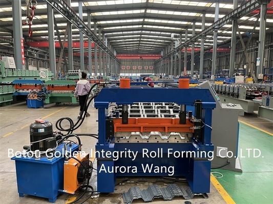 PPGI/PPGL Deck Floor Roll Forming Machine 750mm ความกว้างที่มีประสิทธิภาพ