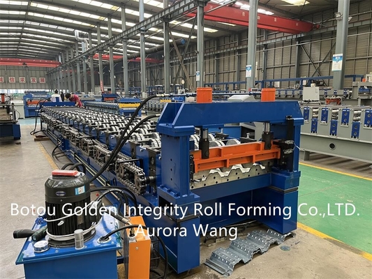 PPGI/PPGL Deck Floor Roll Forming Machine 750mm ความกว้างที่มีประสิทธิภาพ