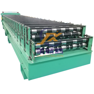 PPGI Double Layer Roll Forming Machine เครื่องขึ้นรูปแผ่นหลังคา 0.3-0.8mm ความหนา