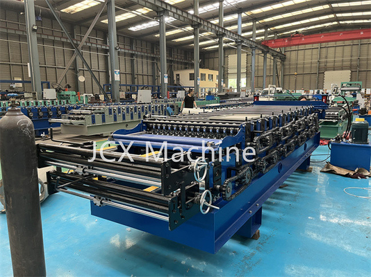 เครื่องขึ้นรูปสองชั้น 5.5kW, เครื่องขึ้นรูปม้วนเหล็กสีหลังคาลูกฟูก
