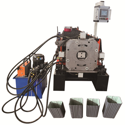 380V 50HZ เครื่องขึ้นรูปม้วนฝาครอบสันหลังคา 3 เฟส Downspout No.45 Steel Coated
