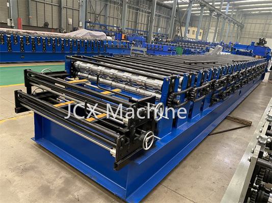 เครื่องขึ้นรูปม้วนแผงหลังคาความเร็วสูงอัตโนมัติมอเตอร์ไฮดรอลิก 4KW สองชั้น