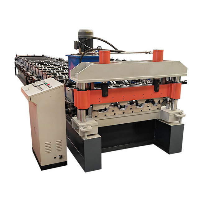 เครื่องขึ้นรูปม้วนดาดฟ้าเหล็ก PLC 20m / นาทีเครื่องพื้นดาดฟ้าความเร็วสูง