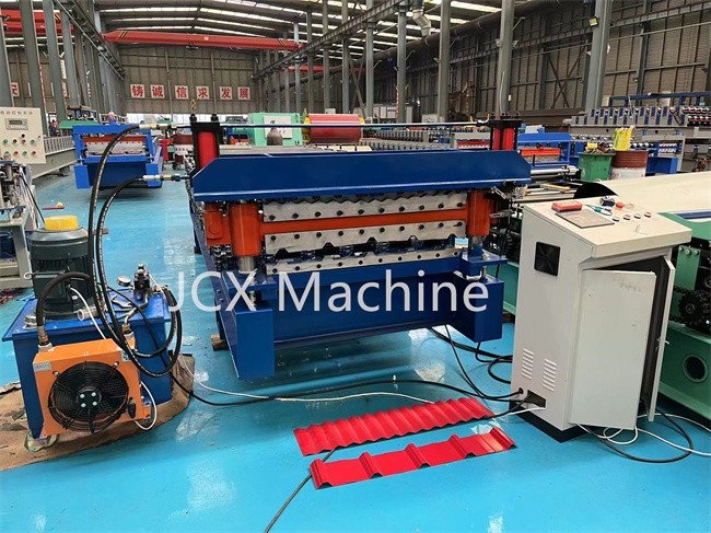 เครื่องขึ้นรูปสองชั้น 5.5kW, เครื่องขึ้นรูปม้วนเหล็กสีหลังคาลูกฟูก
