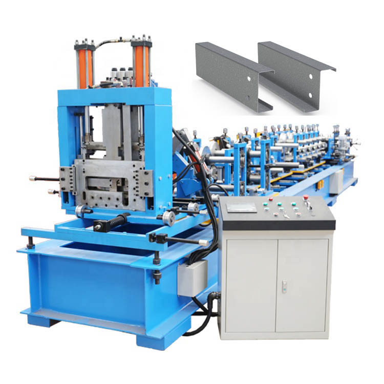 G350 G550 2.4 มม. โปรไฟล์เหล็กชุบสังกะสีแบบแข็งเต็มรูปแบบ C / Z Purlin Roll Forming Machine